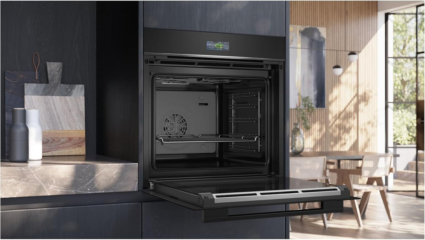 HB734G1B1, Iq700 Four Intelligent Encastrable 60 X 60 Cm, Fabriqué En Allemagne, Noir, Ecoclean & Humidclean, Auto-Nettoyage, Air Fry, Programmes Automatiques, Écran Tactile Coloré, Efficacité
