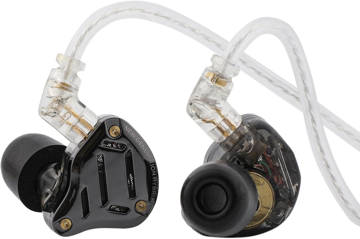 KZ ZS10 Pro 2 in Ear Monitor Écouteurs Filaires Hybrides 1DD+4BA | Avec Commutateur De Réglage À 4 Niveaux, Écouteurs De Jeu Croisés À 3 Voies (Sans Microphone, Noir)