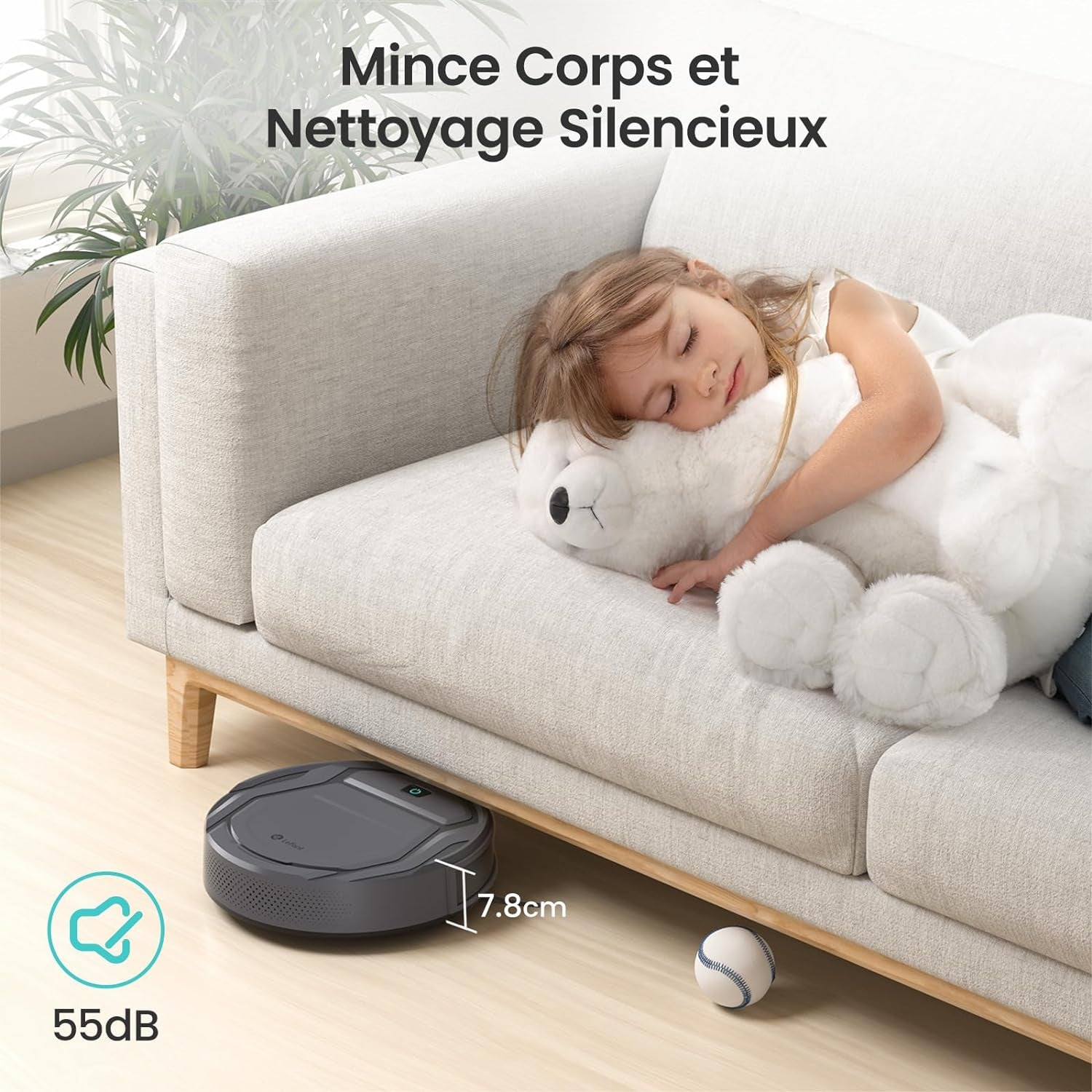 Aspirateur Robot, Mince Silencieux Connecté Wifi/Bluetooth/Alexa/App, 6 Modes De Nettoyage, Auto-Charge, 120Min D'Autonomie, Idéal Pour Poils D'Animaux Sols Tapis, M210P Girs