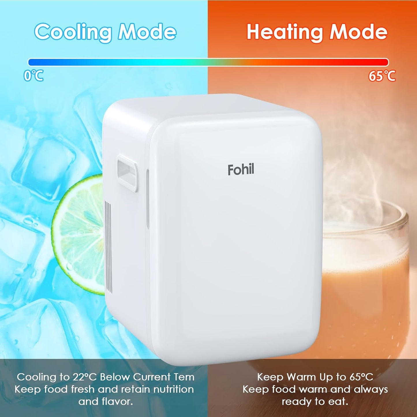 Mini Frigo De Chambre, Mini Réfrigérateur, 10L Petit Frigo, Refrigerateur Aliments, Boissons, Silencieux, Pour Cosmetique, Camping, AC/DC Frigo Voiture Portable Fonction Chaud/Froid