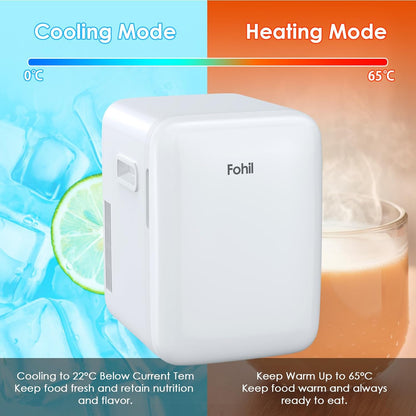 Mini Frigo De Chambre, Mini Réfrigérateur, 10L Petit Frigo, Refrigerateur Aliments, Boissons, Silencieux, Pour Cosmetique, Camping, AC/DC Frigo Voiture Portable Fonction Chaud/Froid