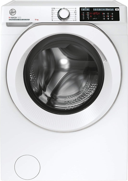 HW 49AMC/1-S H-WASH 500 Machine À Laver Intelligente 9 Kg, 1400 Tours, Wi-Fi + Bluetooth, Charge Avant, Fonction Vapeur, Moteur Onduleur, 60 X 54 X 85 Cm, Blanc, Classe A