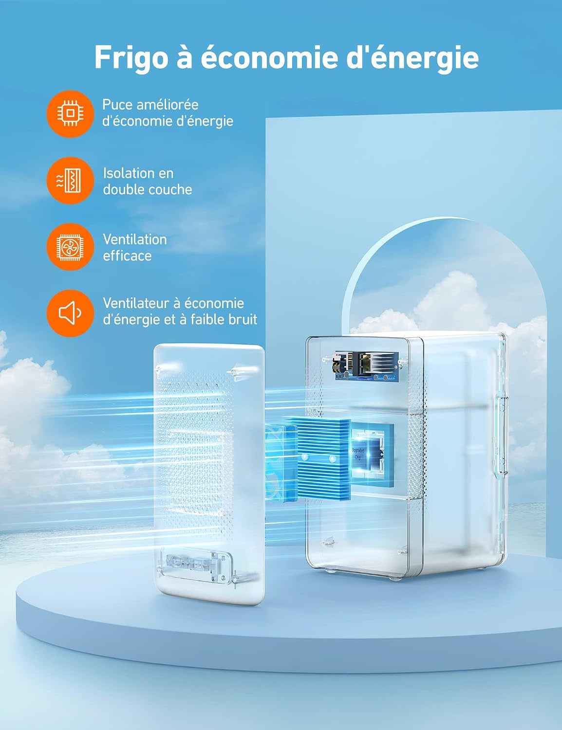 Mini Frigo De Chambre Capacité 6L, Réfrigérateur Voiture 12V 220V | 8 Canettes 355Ml, Silencieux Petit Frigo Cosmetique, Fonction Chaud/Froid, Pour Domestique Voiture, Cadeau Femme Homme, Gris