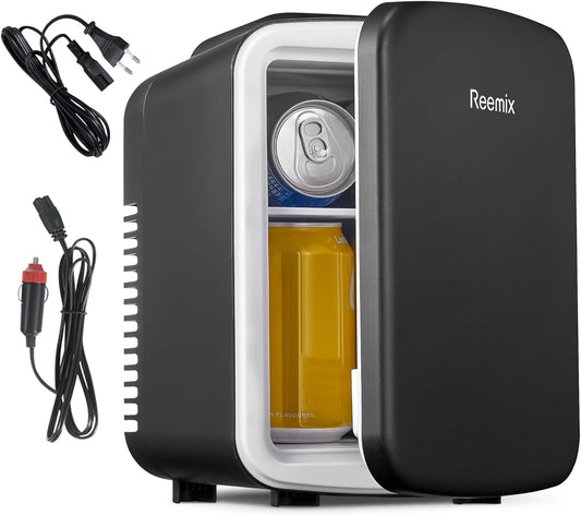 Mini Frigo De Chambre 4L/6 Canettes, Petit Frigo Portable 240V/12V, Mode Silencieux, Fonction Chaud Et Froid, Refrigerateur Petit, Frigo Bar (Noir)