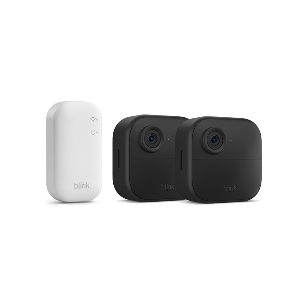 Caméra  Outdoor 4 : Caméra De Surveillance Connectée HD Sans Fil, 2 Ans D'Autonomie, Détection De Mouvements Avancée- Système 2 Caméras Avec Sync Module Core