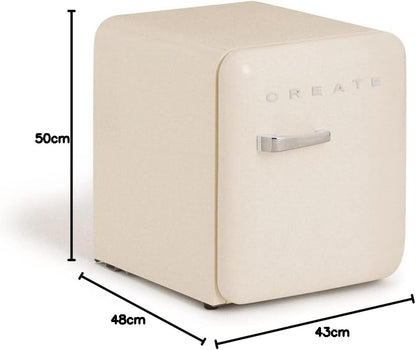 / RETRO FRIDGE 50 Silver/Réfrigérateur Blanc Cassé Avec Poignée Argent/Pratique Et Fonctionnel, Matériaux Résistants