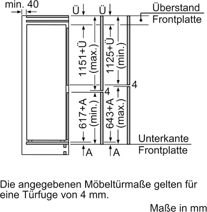 Réfrigérateur Congélateur Encastrable KI87VVFE1 IQ300, 270 Litres, Low Frost
