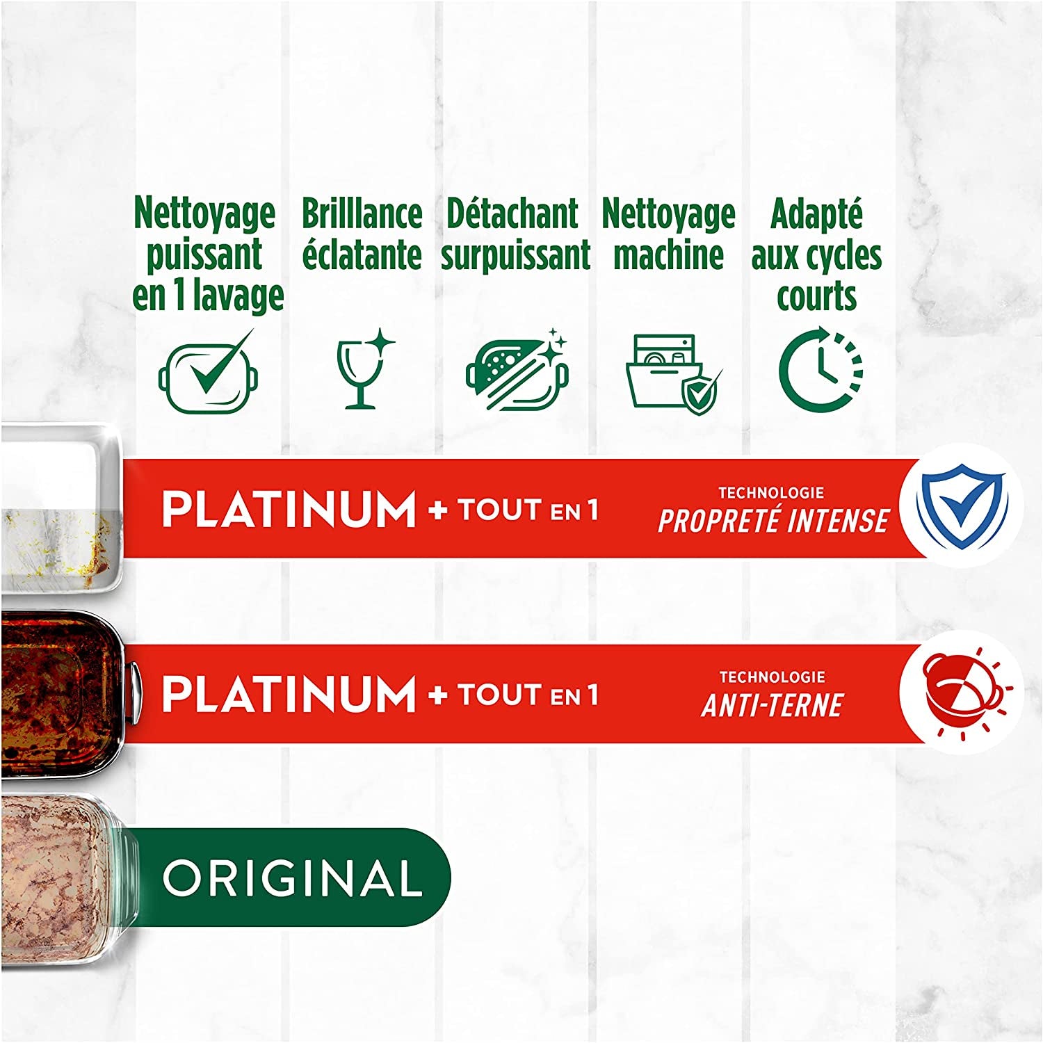 Platinum plus All in One Tablettes Lave-Vaisselle, Original, 29X4, Emballage En Papier Recyclable, Pour Une Vaisselle Comme Neuve, Élimine L’Apparence Terne, Sans Prélavage