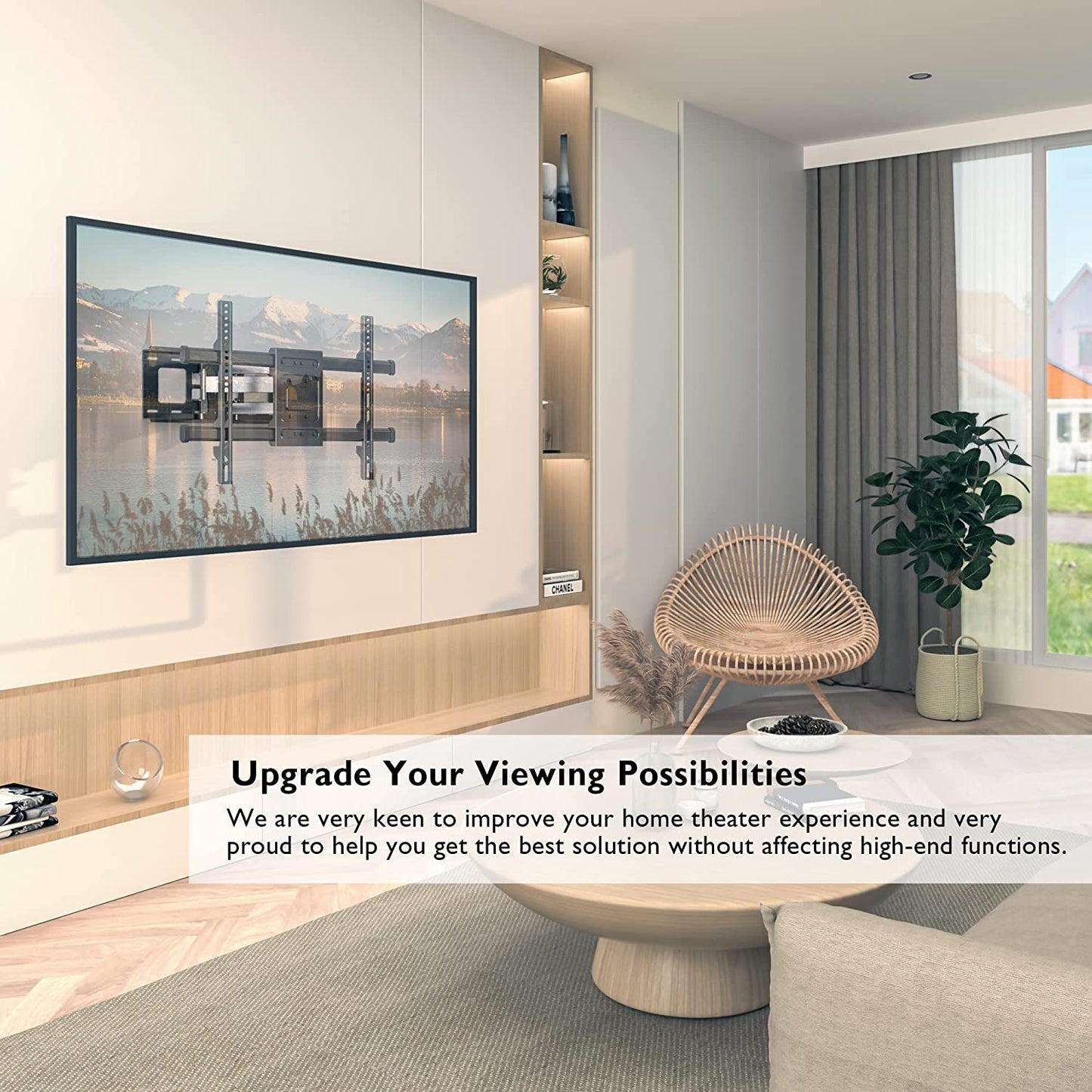 Support Mural TV À Double Bras, 32-84 Pouces, Charge 60 Kg | VESA Max 600X400Mm, Inclinaison Et Pivotement Réglables, Pour LCD LED Téléviseurs Plats Ou Incurvés