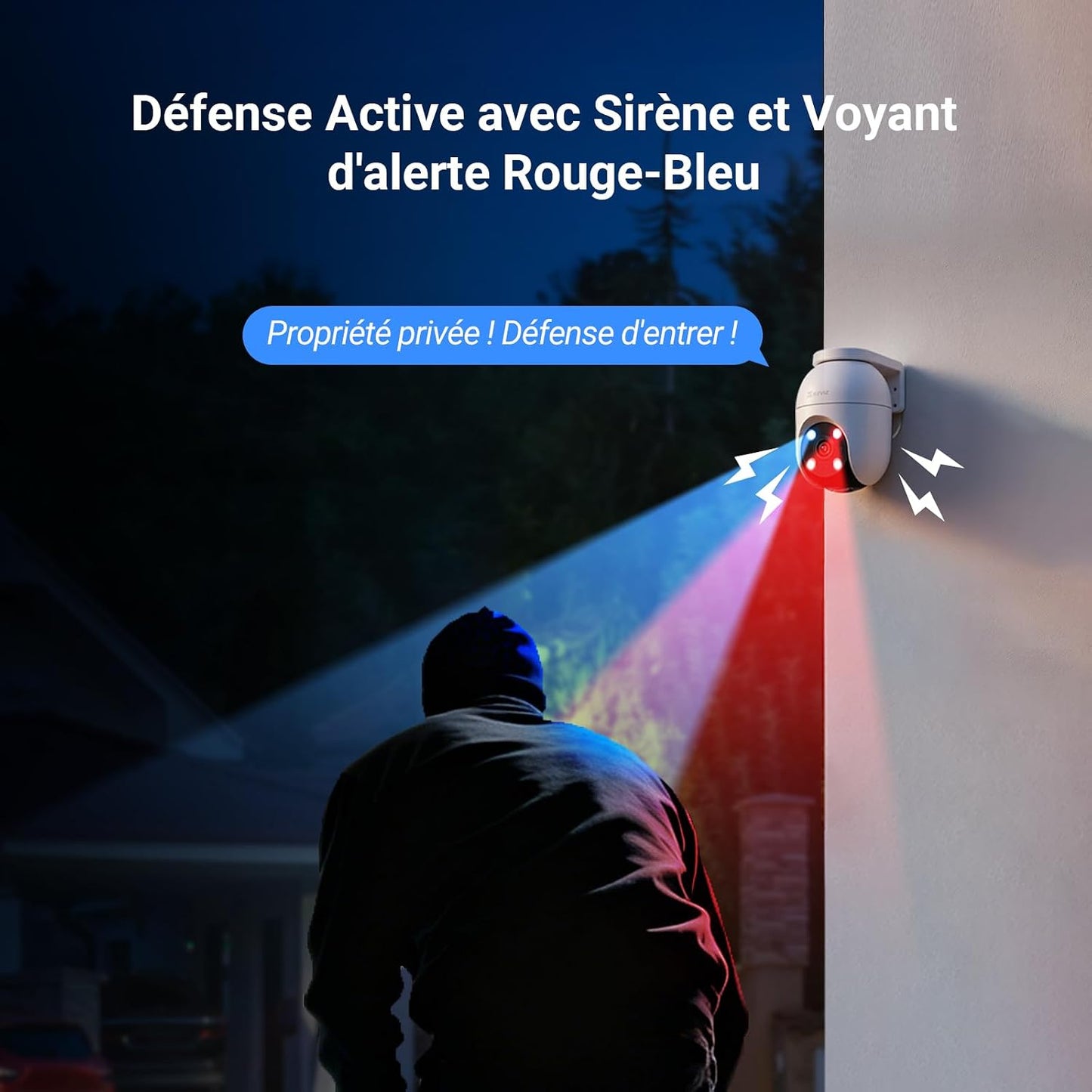 4K(8MP) Caméra Extérieur Wifi À 360° C8C 4K 4Mm | Détection Humaine, Vision Nocturne En Couleur, Suivi Auto-Zoom, Audio Bidirectionnel, IP65 Etanche, Défense Active
