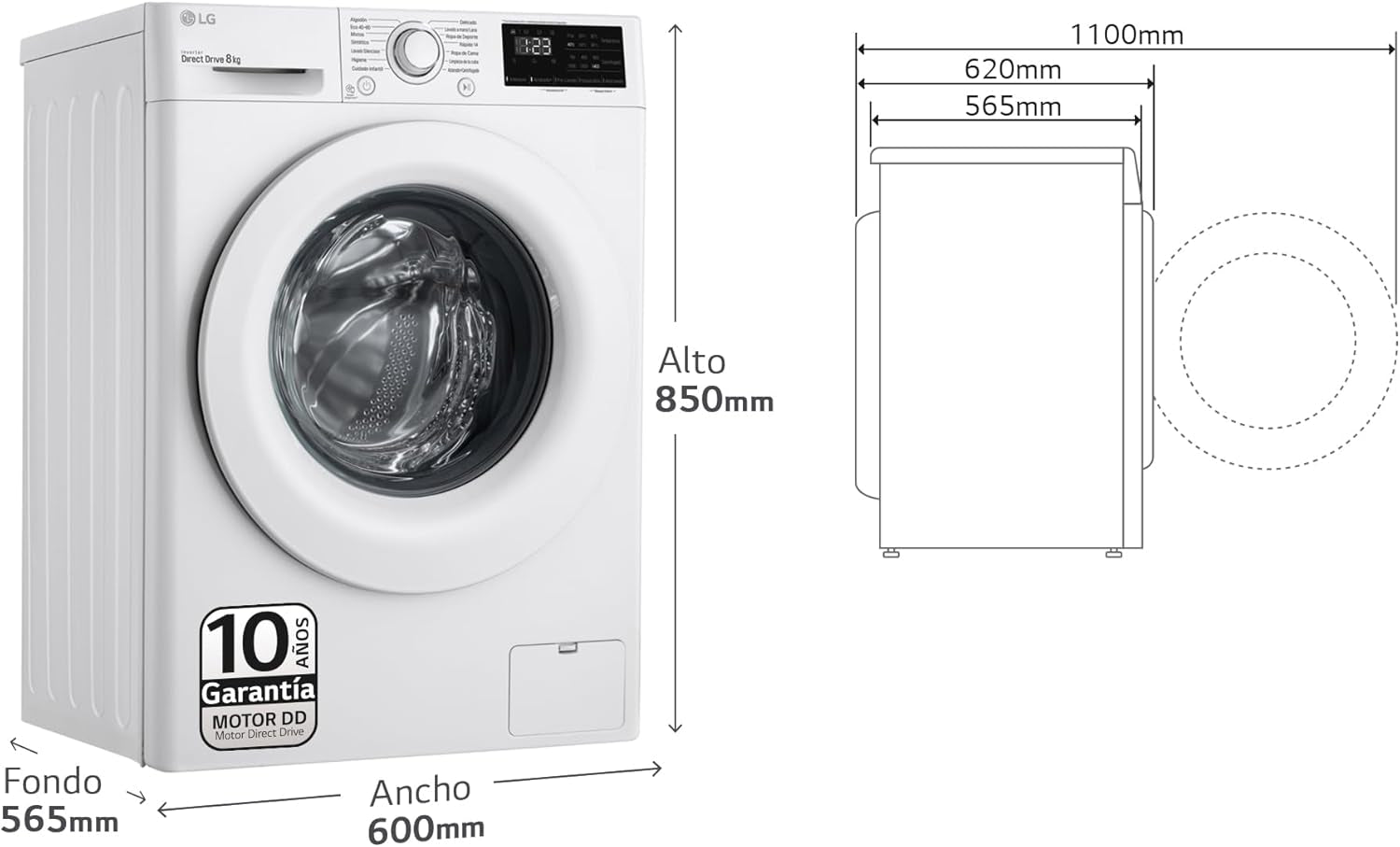 F4WV3008N3W Machine À Laver 8 Kg Charge Frontale 1400 Tr/Min, Intelligence Artificielle Blanc