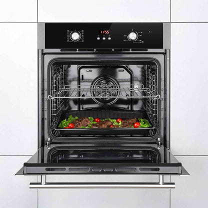 Cuisinière: 60Cm Four Encastrable BO8805SS + 77Cm Plaque Induction IH87704RL | Gril | Air Chaud | Timer Automatique | Double Vitrage D'Isolation Thermique | Sécurité Enfant | SET8805IH877RL