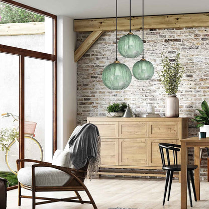 Suspension Luminaire,Suspension En Verre Vert Clair Abat-Jour Moderne Lustres Vertes Moderne E27 Lampe Suspension,Loft Lustre Vintage Cuisine Chambre À Manger Luminaire De La Salle À Manger