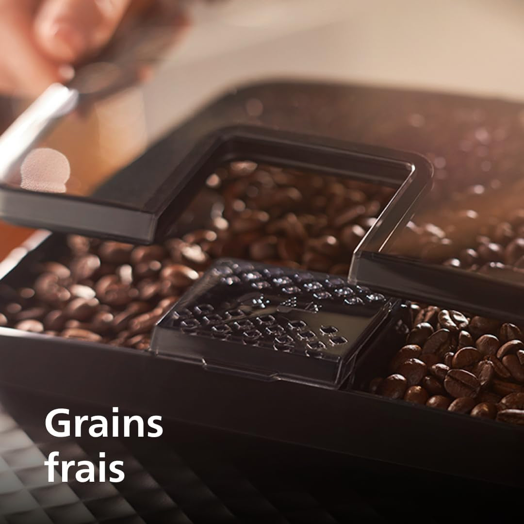 Machine À Café Grain 2200, 2 Boissons, Mousseur À Lait, Noir Mat | Expresso Broyeur Avec Écran Tactile, Mousseur À Lait Classique, Aroma Extract, Broyeur 100% Céramique, App Homeid (EP2220/10)