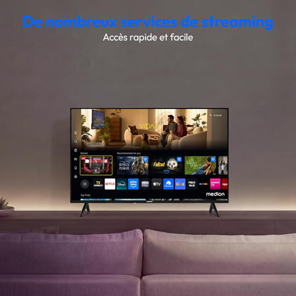 Téléviseur Full HD 100,3 Cm (40 Pouces) (Smart TV, HDR, VIDAA Store, Prime Video, Disney+, DAZN, Paramount+, Hbbtv, PVR, Triple Tuner HD, MD 840102)
