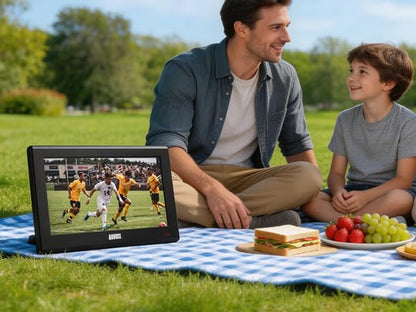 DA100D TV Portable TNT HD 10,1" Avec Enregistreur&Lecteur Multimédia | Enregistreur PVR Avec Timeshift Contrôle Du Direct, Entrées HDMI&AV, Sur Secteur/Piles Rechargeables AA/12V Camping-Car