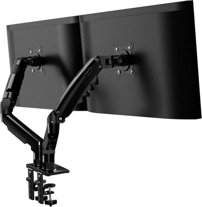 Support Écran PC Pour 19 À 32 Pouces, Réglage Hauteur Sans Outil Bras Avec Incline, Pivote Et Tourne, VESA 75 Et 100Mm, Pince De Bureau, Capacité De Charge 2-9Kg (MX400 Bras Double)