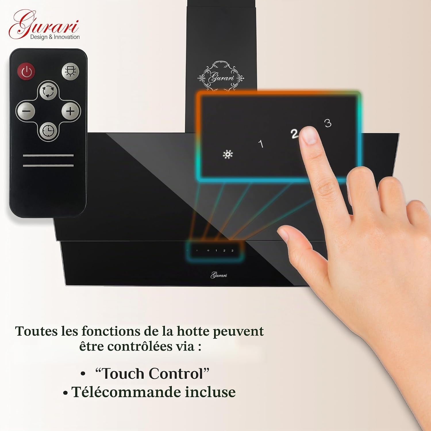 Hotte Murale 90 Cm  GCH D 268 9 Prime/Hotte Aspirante Noire Classe a 1000 M³/H Avec Télécommande/Hotte De Cuisine Avec Evacuation Ou Recyclage/Hotte Inclinée Avec Filtre À Charbon