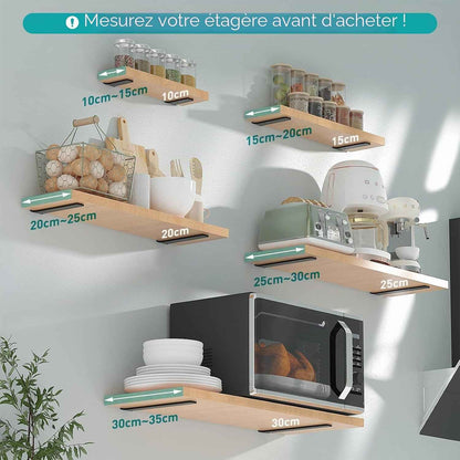 Lot De 2 Supports D'Étagère En Métal De 10 Cm, Avec Vis, Capacité De Charge De 70 Kg, Noir