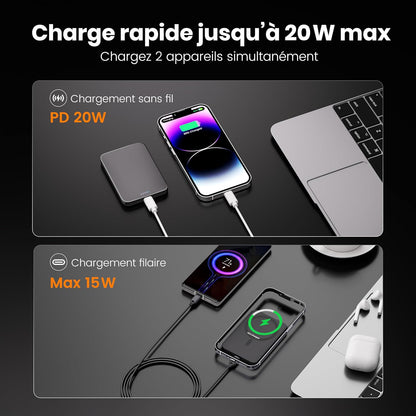 PD20W Chargeur Portable Sans Fil Magnétique 10 000 Mah 14 Mm Design Titane Ultra Fin Avec Entrée Et Sortie USB-C Compatible Avec Iphone 17/16/15/14/13/12 Series (Orange)