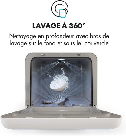 Mini Lave Vaisselle De 2 Couvert, Silencieux, 7 Programmes De Lavage, Petit Lave-Vaisselle De Table Compact, Portable, Facile À Installer Pour Maison, Bureau