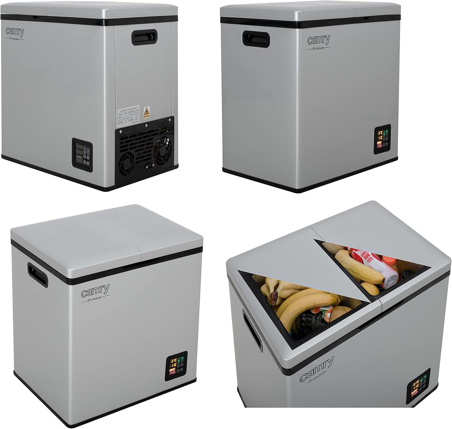 JUNG Camry CR8076 Mini Réfrigérateur/Congélateur Petit Format, 38 L, 2 Compartiments (Réfrigérateur Et Congélateur), Compresseur, Réfrigérateur, 2 Ports (12 V Et 230 V) Avec Écran LCD