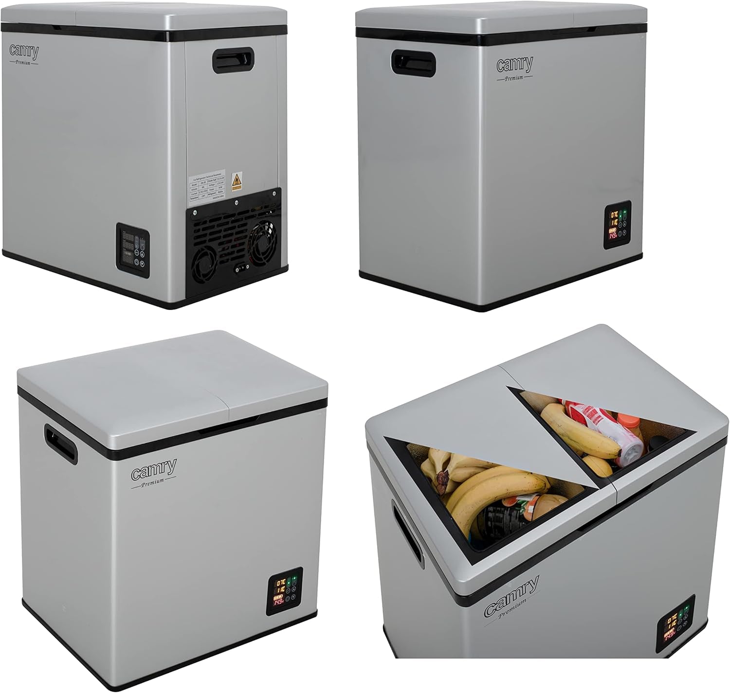 JUNG Camry CR8076 Mini Réfrigérateur/Congélateur Petit Format, 38 L, 2 Compartiments (Réfrigérateur Et Congélateur), Compresseur, Réfrigérateur, 2 Ports (12 V Et 230 V) Avec Écran LCD