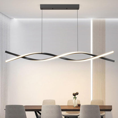 Lampe De Table De Salle À Manger Suspendue 100Cm, Lampe De Table De Salle À Manger Noire Avec Télécommande, Luminosité Réglable De 1% À 100% Et 3 Couleurs De Lumière Chandelier De Cuisine