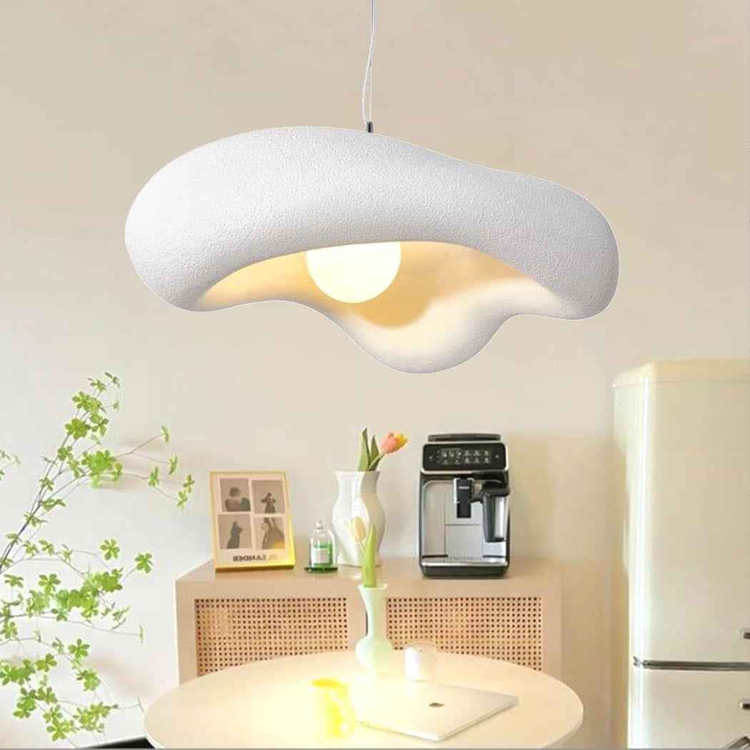Lampe Suspendue Wabi-Sabi Suspension Fleurs Créatives Lampe À Suspension Moderne Lampe De Table À Manger Style Nordique Lustre Pour Chambre Salon Salle À Manger Cuisine Chambre D'Enfants Blanc,60Cm