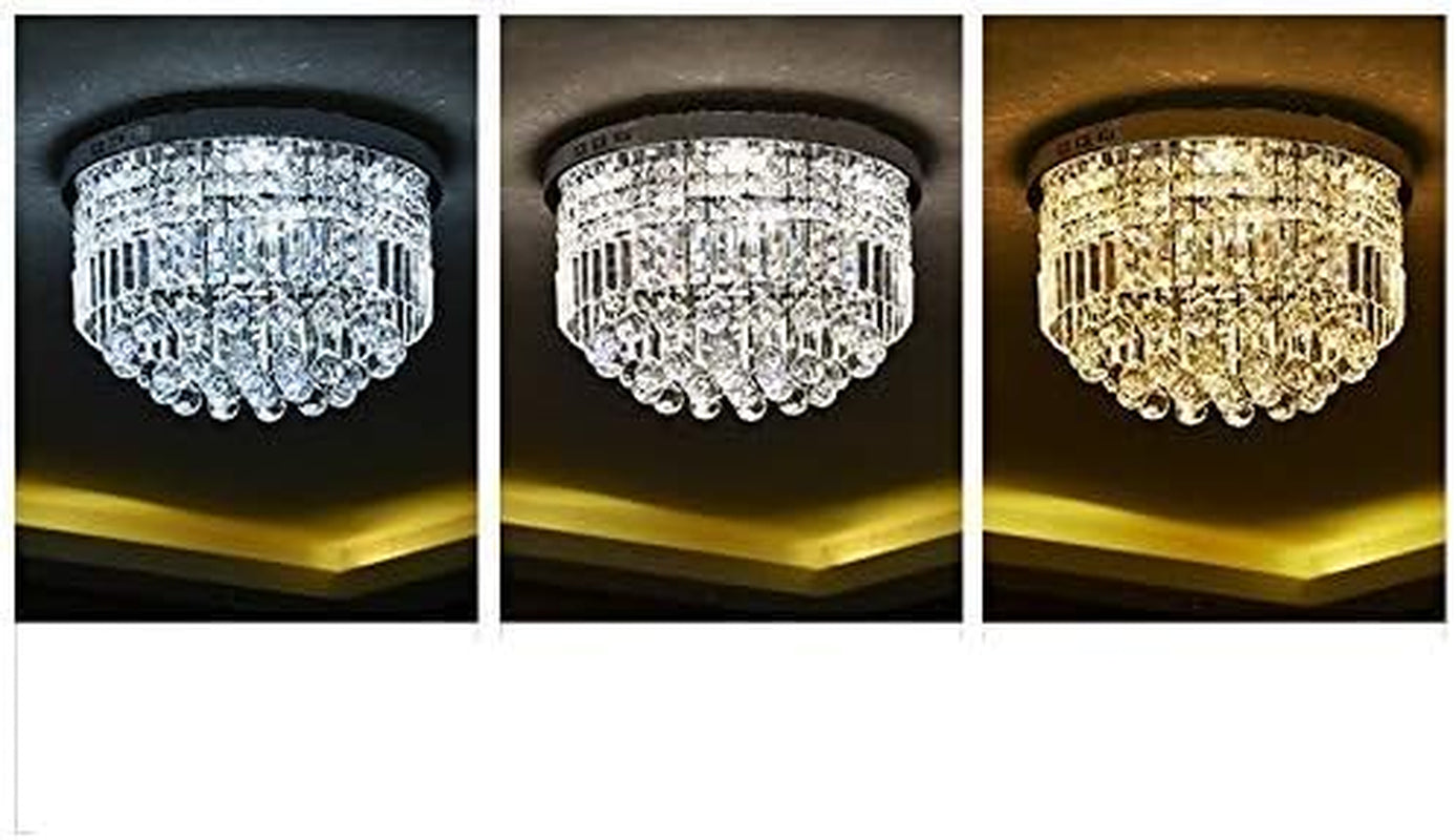 Lustre De Gouttes De Pluie En Cristal Clair Moderne Éclairage Encastré Montage LED Plafonnier Pour La Salle À Manger Salle De Bains Chambre Salon E14 Ampoules Requis