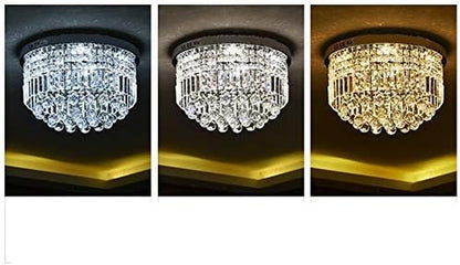 Lustre De Gouttes De Pluie En Cristal Clair Moderne Éclairage Encastré Montage LED Plafonnier Pour La Salle À Manger Salle De Bains Chambre Salon E14 Ampoules Requis