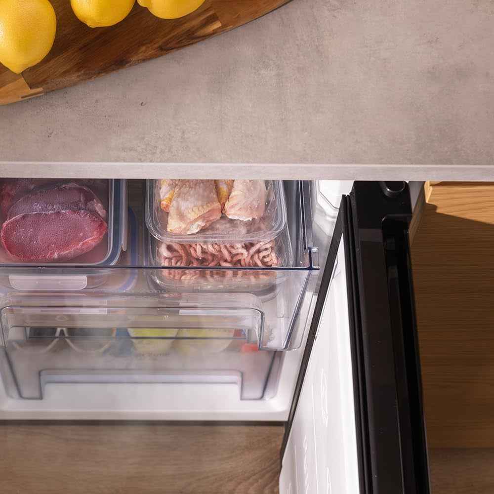 Congélateur Armoire 97 L Bolero Coolmarket TF 97 Inox. Classe Énergétique E, Design Compact, Porte Réversible, 3 Tiroirs, Dimensions 55,1 X 57,5 X 83,5 Cm, Couleur Inox