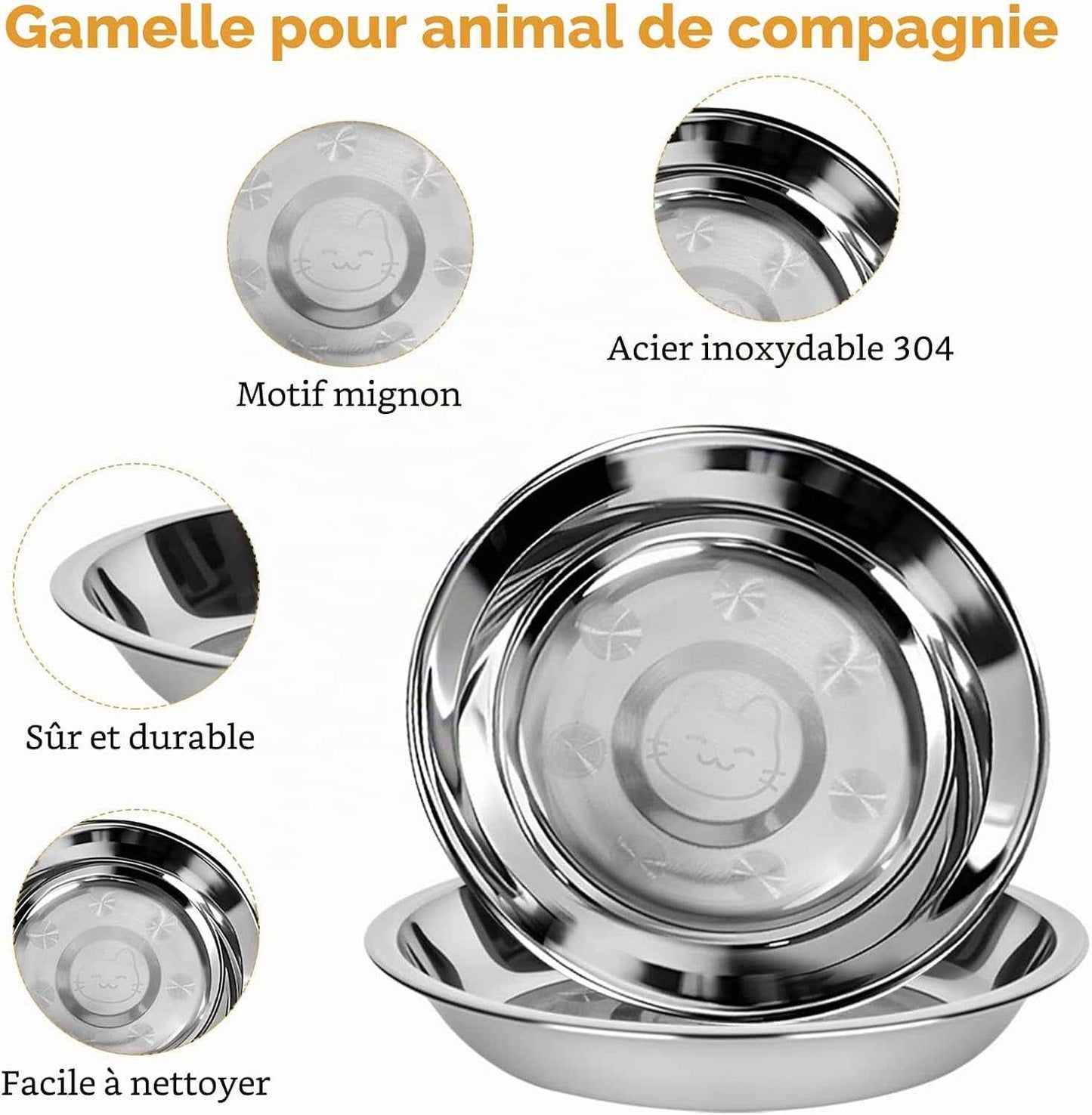 Lot De 6 Gamelles Pour Chat, Gamelle Plate En Acier Inoxydable | Bol Chat Plat anti Moustache, Assiette Chat Basse, Facile À Nettoyer, Pour Eau Et Nourriture, Idéal Chat Et Petit Chien