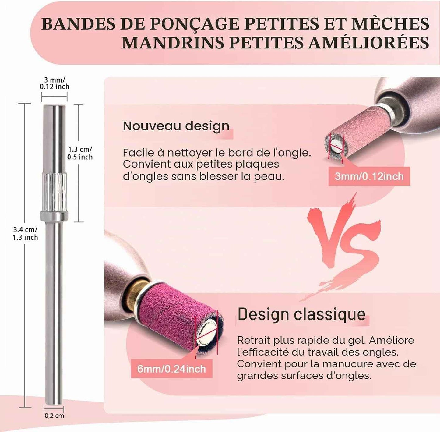 Ponceuse À Ongles, 100Pcs Mini Bands,For Acrylic Nail Gel Removal, Plastic Polishing Manicure,Petites Planches À Polir Les Ongles #240 Rose
