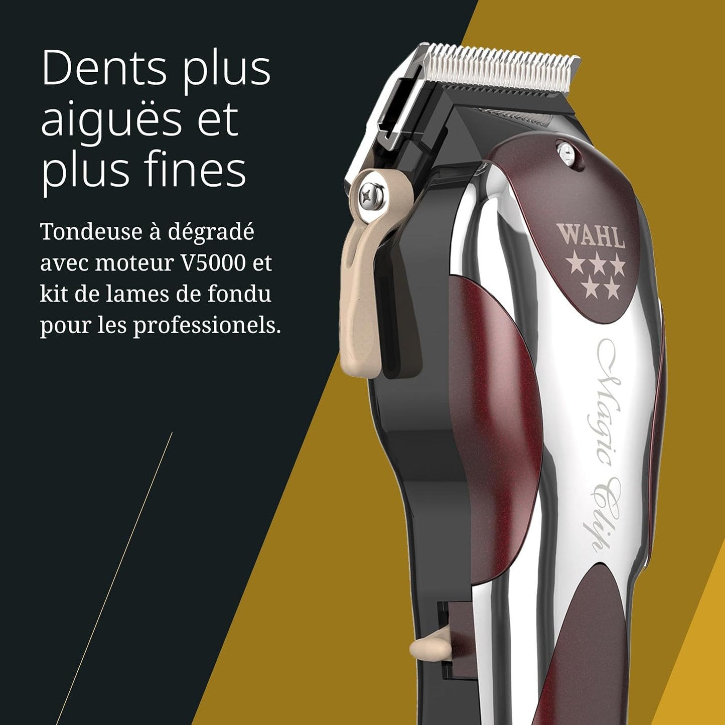 Magic Clip, Tondeuse Filaire Pour Fondus Et Détails | Tondeuse Filaire, Moteur V5000 Haute Performance, Longueur Réglable 0,5 À 1,2 Mm, 8 Peignes, Pour Fondus Précis