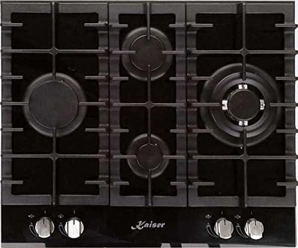 KCG 6394 Turbo, Plaque De Cuisson Au Gaz 60 Cm, Verre Noir Exclusif - Autonome - Plaque De Cuisson - 4 Brûleurs De Haute Qualité -3,8 Kw - Brûleur WOK - Gaz Naturel Et Propane Possible