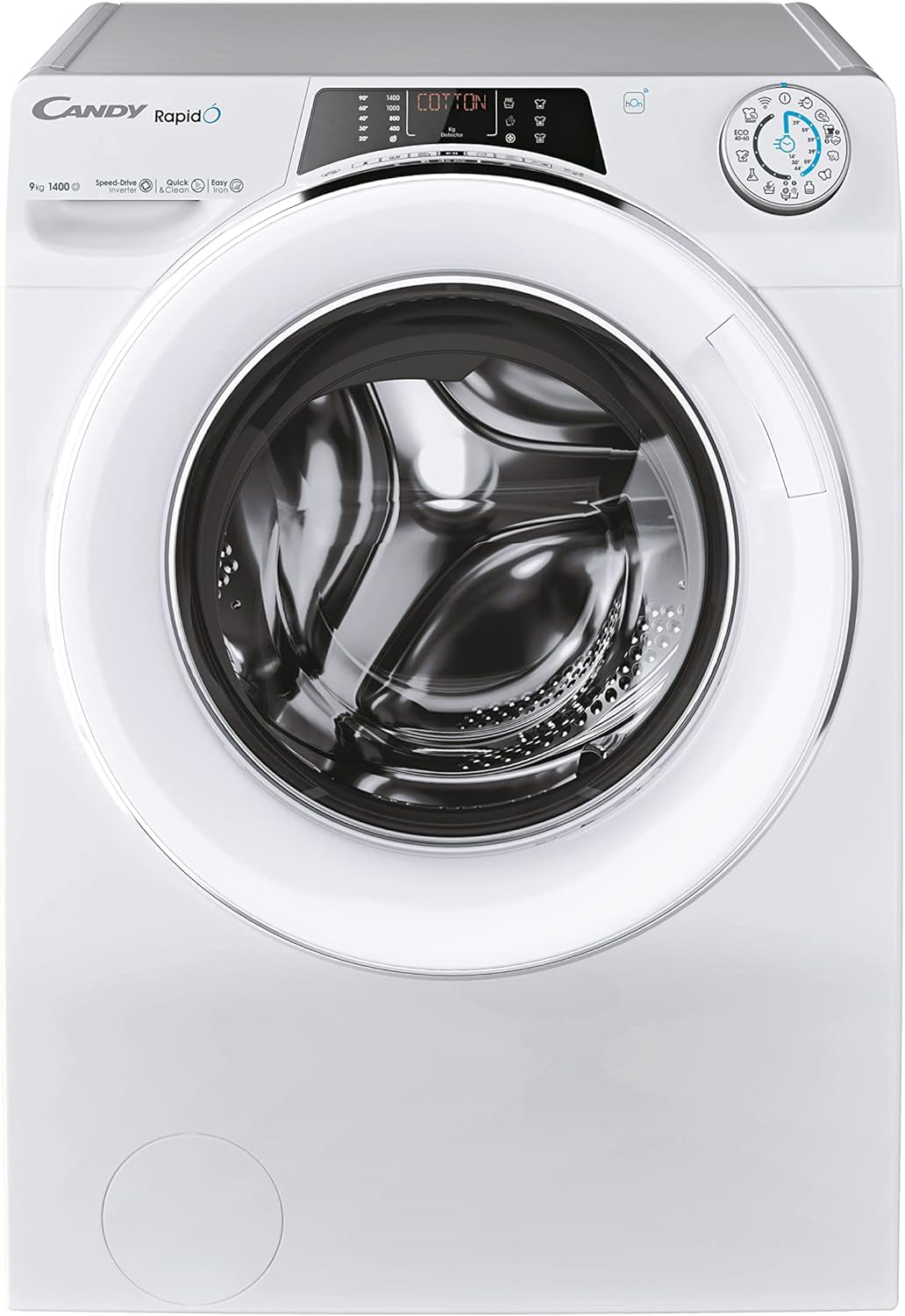 Rapido RO 1496DWMCT/1-S Machine À Laver 9 Kg, 1400 Tr/Min, Écran Smart Text, Panneau Smart Touch, Wi-Fi, Snap & Wash, 16 Cycles, 9 Rapides, Moteur Inverter, Fonction Vapeur, Départ Différé 24H,