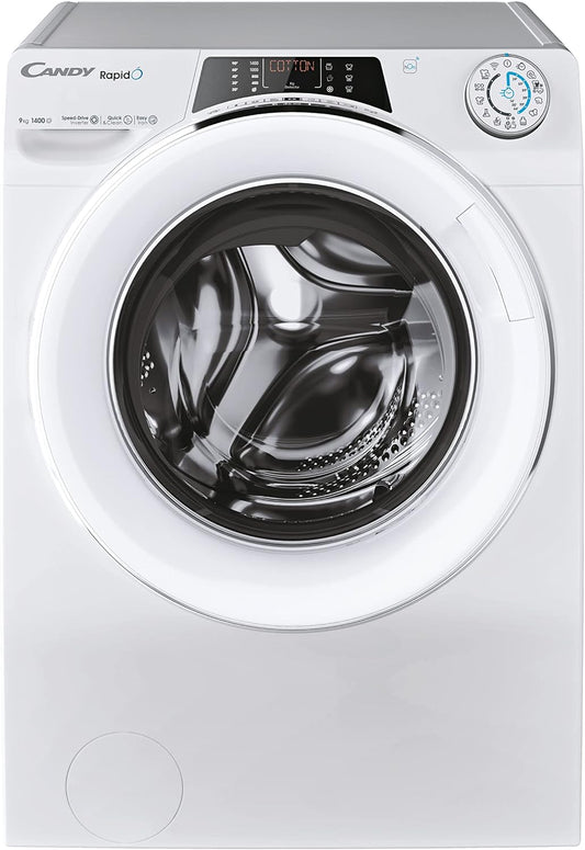 Rapido RO 1496DWMCT/1-S Machine À Laver 9 Kg, 1400 Tr/Min, Écran Smart Text, Panneau Smart Touch, Wi-Fi, Snap & Wash, 16 Cycles, 9 Rapides, Moteur Inverter, Fonction Vapeur, Départ Différé 24H,