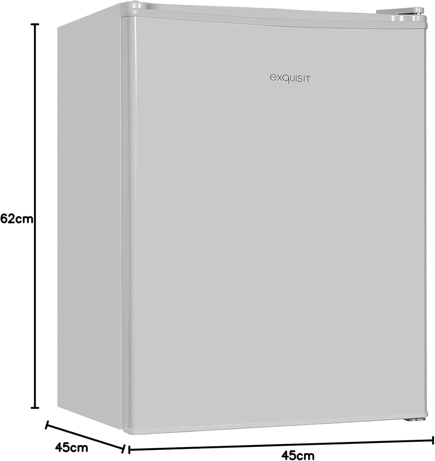 Exquisit KB60-V-090E Mini Standkühlschrank, 45 Cm Breit, 52L, LED Beleuchtung, Temperaturregelung, Grau