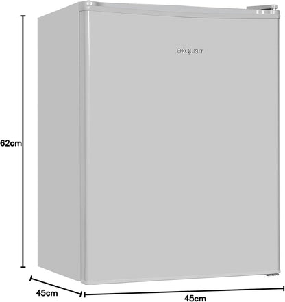 Exquisit KB60-V-090E Mini Standkühlschrank, 45 Cm Breit, 52L, LED Beleuchtung, Temperaturregelung, Grau