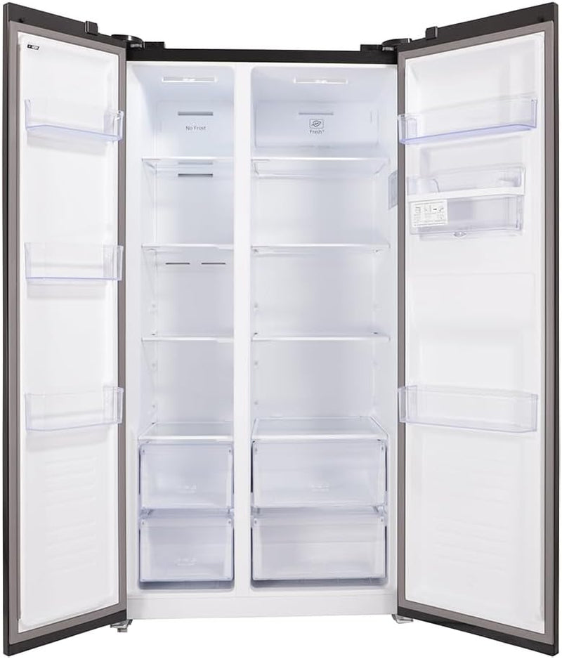 Respekta Réfrigérateur-Congélateur Côte À Côte Avec Distributeur D'Eau En Acier Noir AC178BSWS-18 / H:178 Cm, L:91 Cm/Compartiment Réfrigérateur De 326 L, Congélateur De 174 L, No Frost