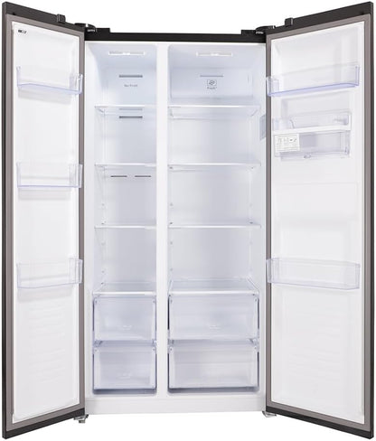 Respekta Réfrigérateur-Congélateur Côte À Côte Avec Distributeur D'Eau En Acier Noir AC178BSWS-18 / H:178 Cm, L:91 Cm/Compartiment Réfrigérateur De 326 L, Congélateur De 174 L, No Frost