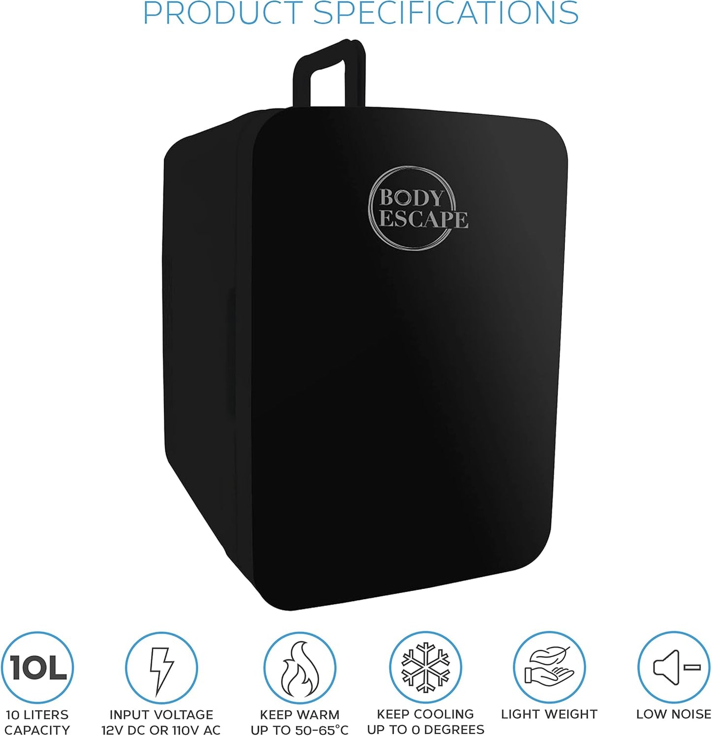 Body Escape Mini Réfrigérateur Pour Soins De La Peau Et Maquillage - Mini Réfrigérateurs Beauté À Porte En Verre - Réfrigérateur Portable, Compact, Et Silencieux Pour Le Maquillage - 10L - Noir