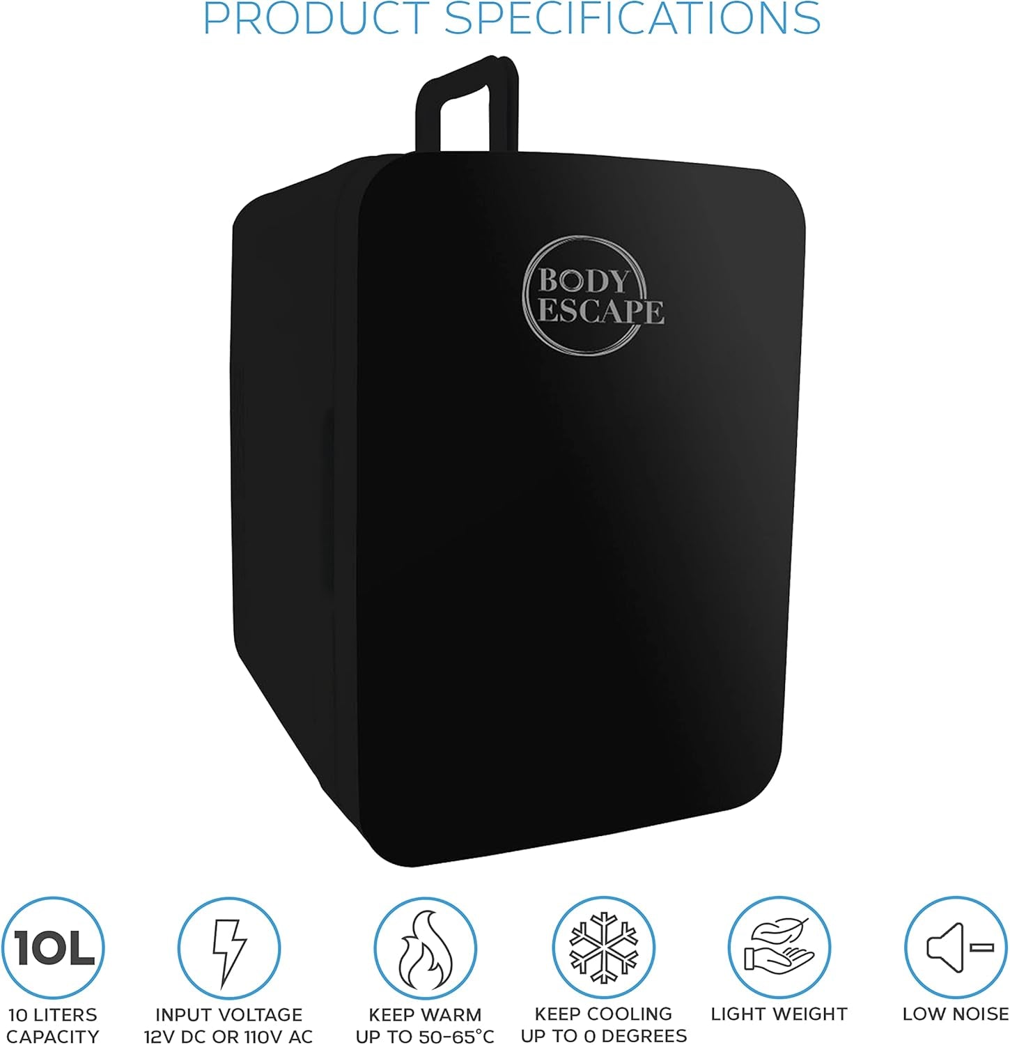 Body Escape Mini Réfrigérateur Pour Soins De La Peau Et Maquillage - Mini Réfrigérateurs Beauté À Porte En Verre - Réfrigérateur Portable, Compact, Et Silencieux Pour Le Maquillage - 10L - Noir