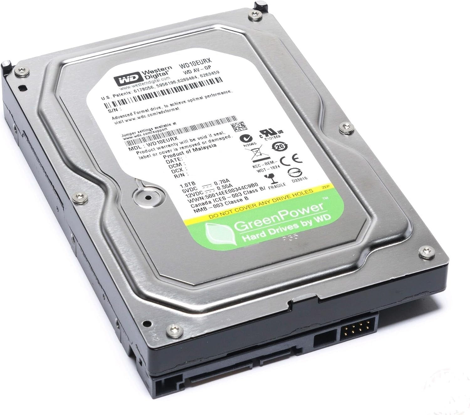 WD AV GP Disque Dur Interne Pour Vidéosurveillance 1 to 7200 RPM 64 Mo (WD10EURX - Bulk)