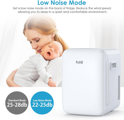 Mini Frigo De Chambre, Mini Réfrigérateur, 10L Petit Frigo, Refrigerateur Aliments, Boissons, Silencieux, Pour Cosmetique, Camping, AC/DC Frigo Voiture Portable Fonction Chaud/Froid