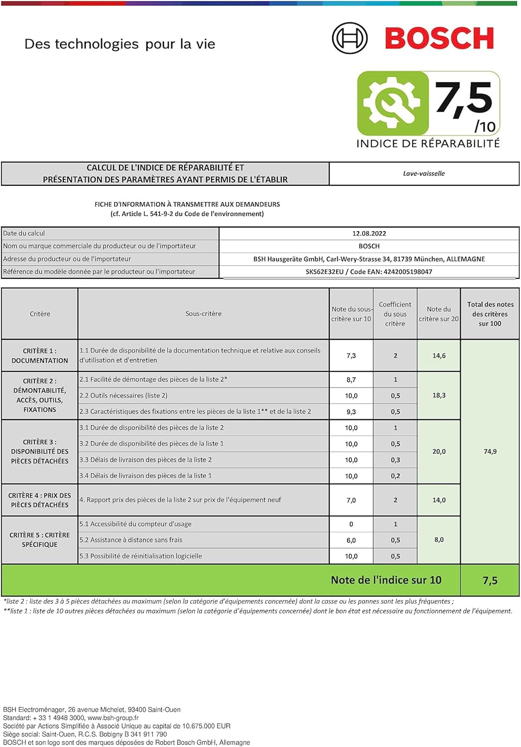 SKS62E32EU - Série 4 - Mini Lave-Vaisselle Pose-Libre - 55 Cm - 6 Couverts - 6 Programmes - Moteur Ecosilence Drive - Blanc