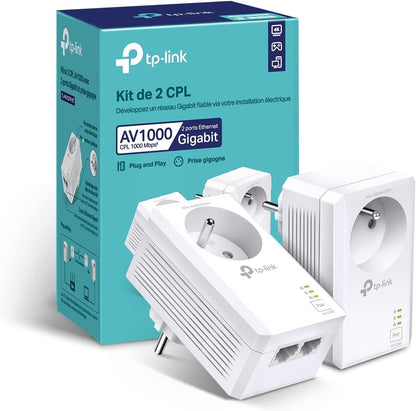 Prise CPL 1000 Mbps, Prise Intégrée, 2 Ports Gigabit,Tl-Pa7027P KIT