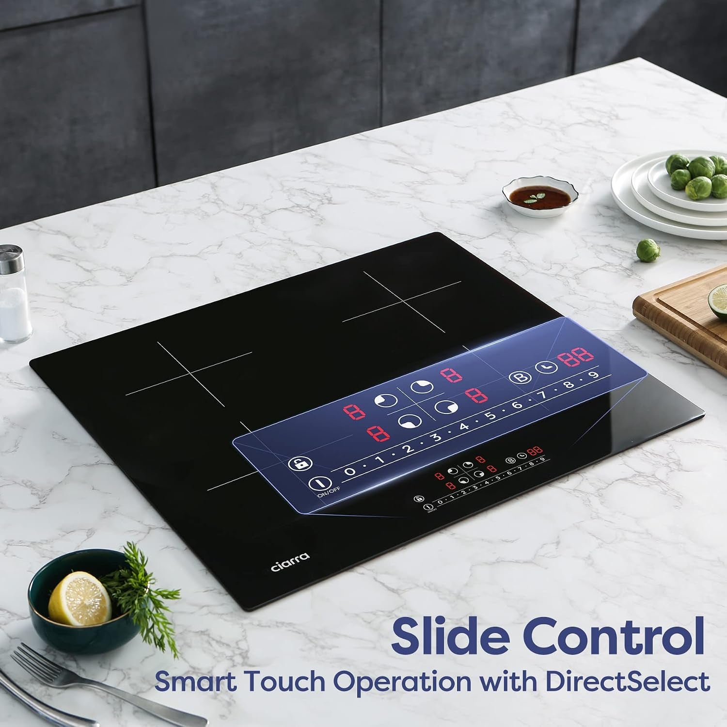 Plaque De Cuisson Induction 4 Foyers 7200W Fonction Boost | Puissance Limitée, Contrôle Slider, Fonction Pause, Minuteur, Sécurité Enfant