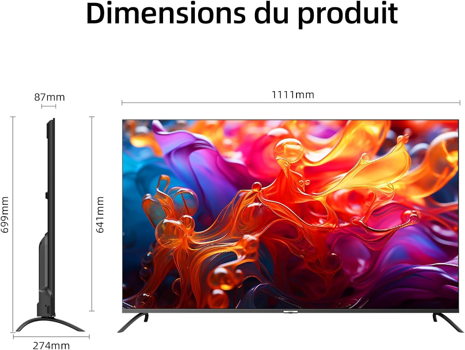 TV Intelligente U50QM8G 50 Pouces, UHD QLED HDR, Sans Cadre Et Métallique, Google TV, Dolby Audio, Syntoniseur Triple, Wi-Fi 2,4G/5G, Google Assistant, HDMI 2.1, USB2.0, Modèle 2023 Noir